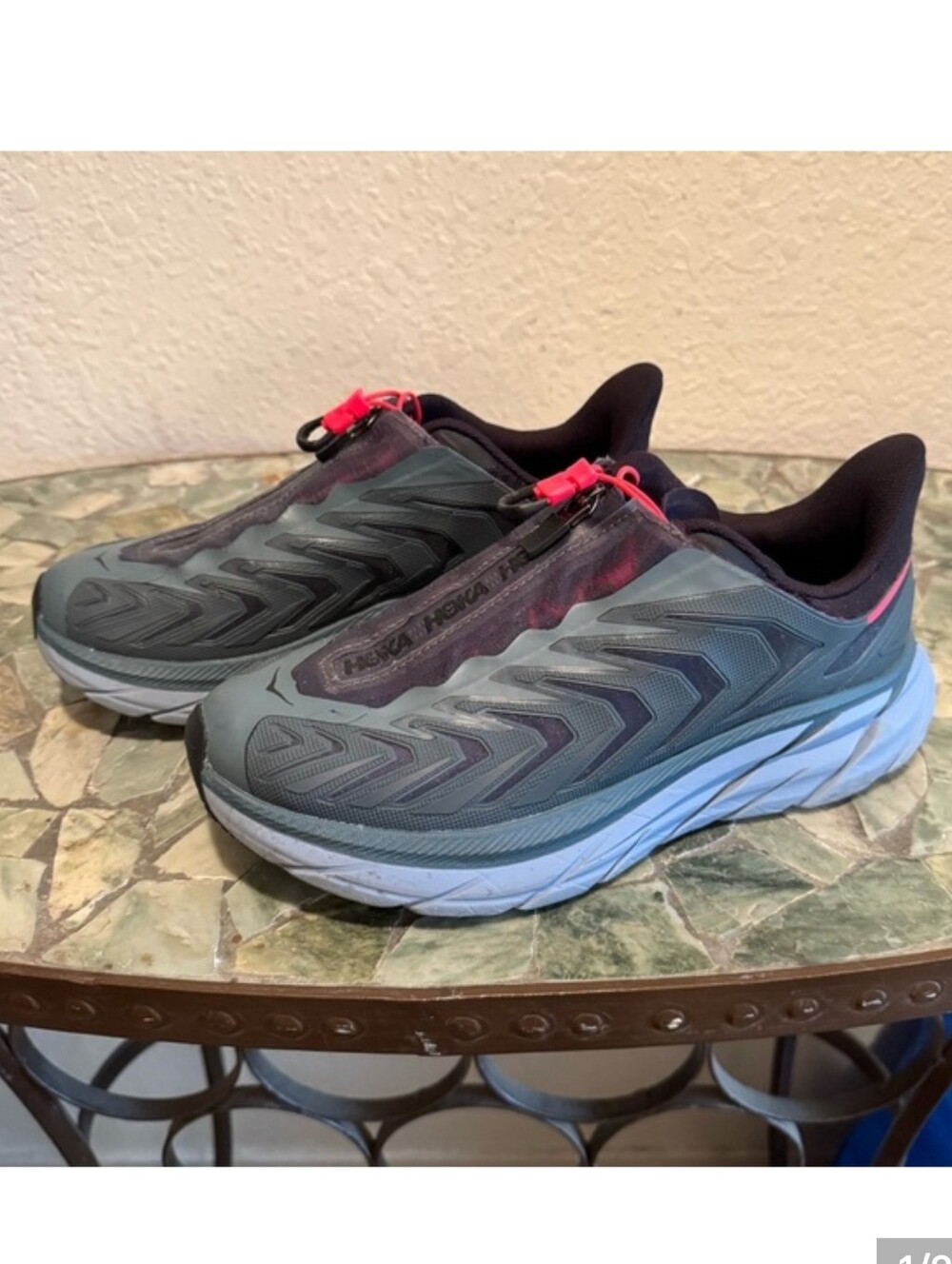 Hoka Road-Ready Shoes - Blue with Pink Accents